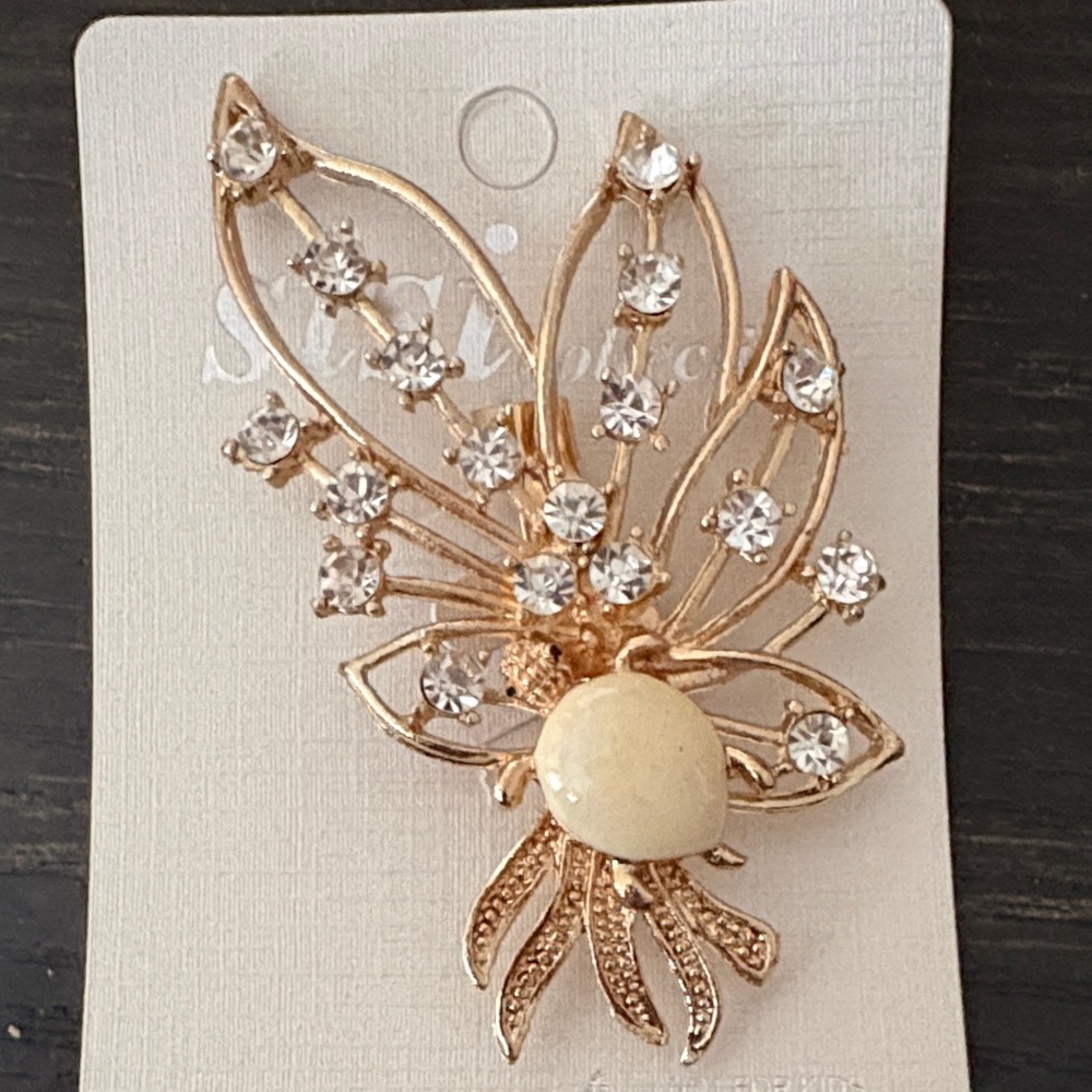 Gold and Cream Brooch